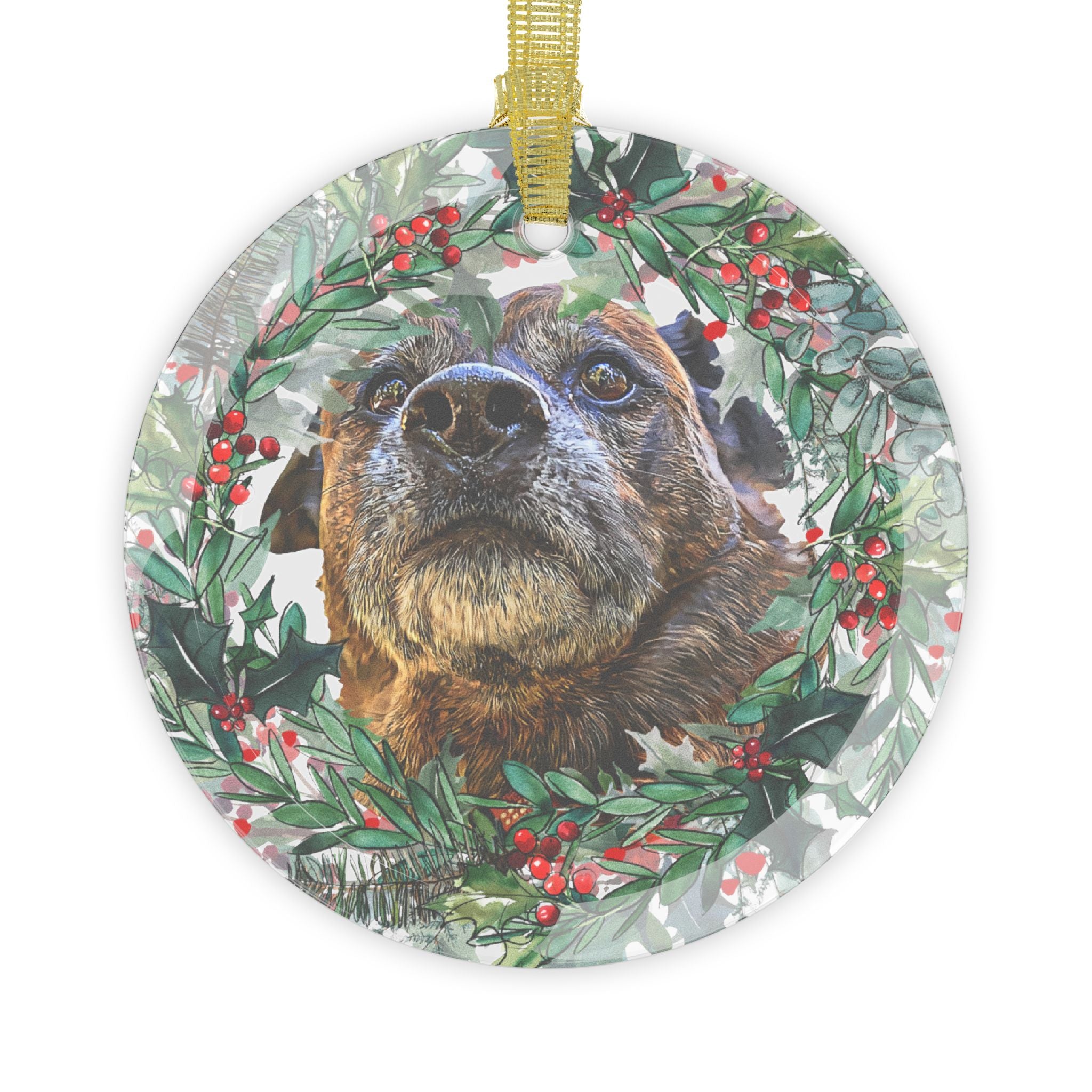 Pet Christmas Glass Ornament