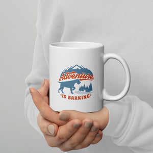 Adventure is barking White glossy mug