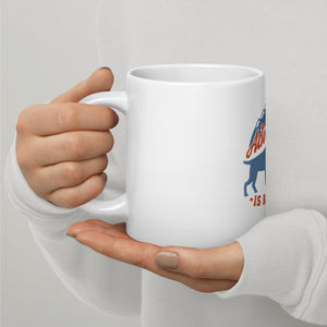 Adventure is barking White glossy mug